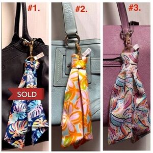 Polyester tie keychain bag charms w/lobster clasp, 9", silky - PICK 1